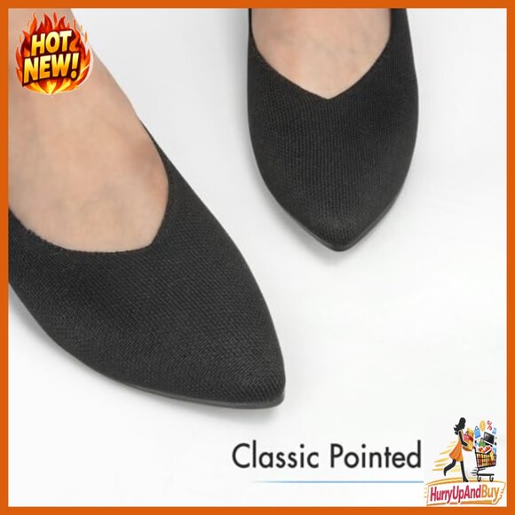 Pointed Toe Knit Ballet Flats Elegant Dressy Business Casual Slip On Shoes - Picture 3 of 6